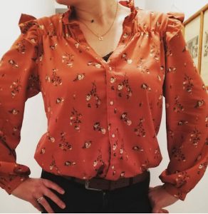 Patron blouse NOELIE orange fleuri