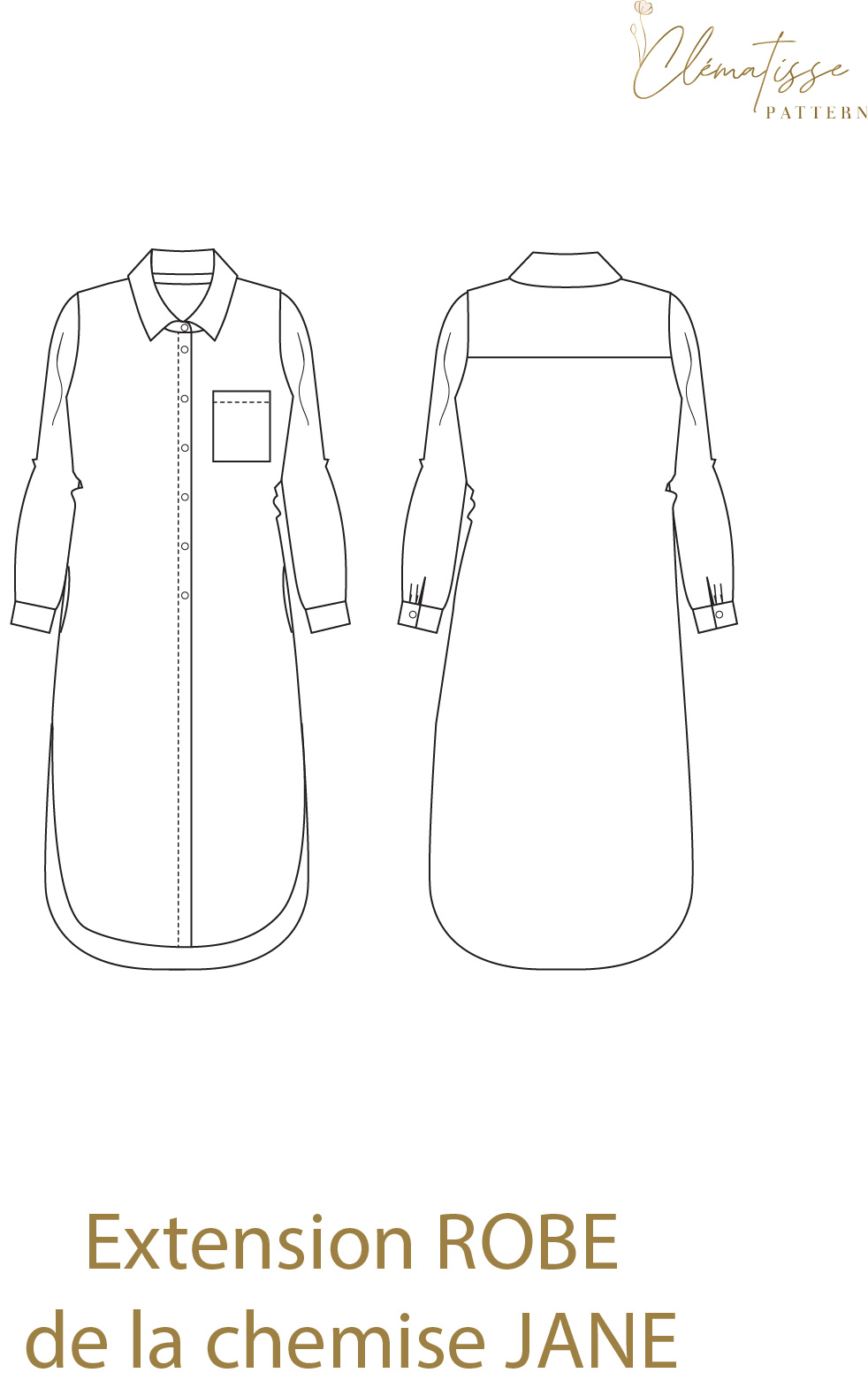 Patron chemise-robe Jane - clematisse pattern