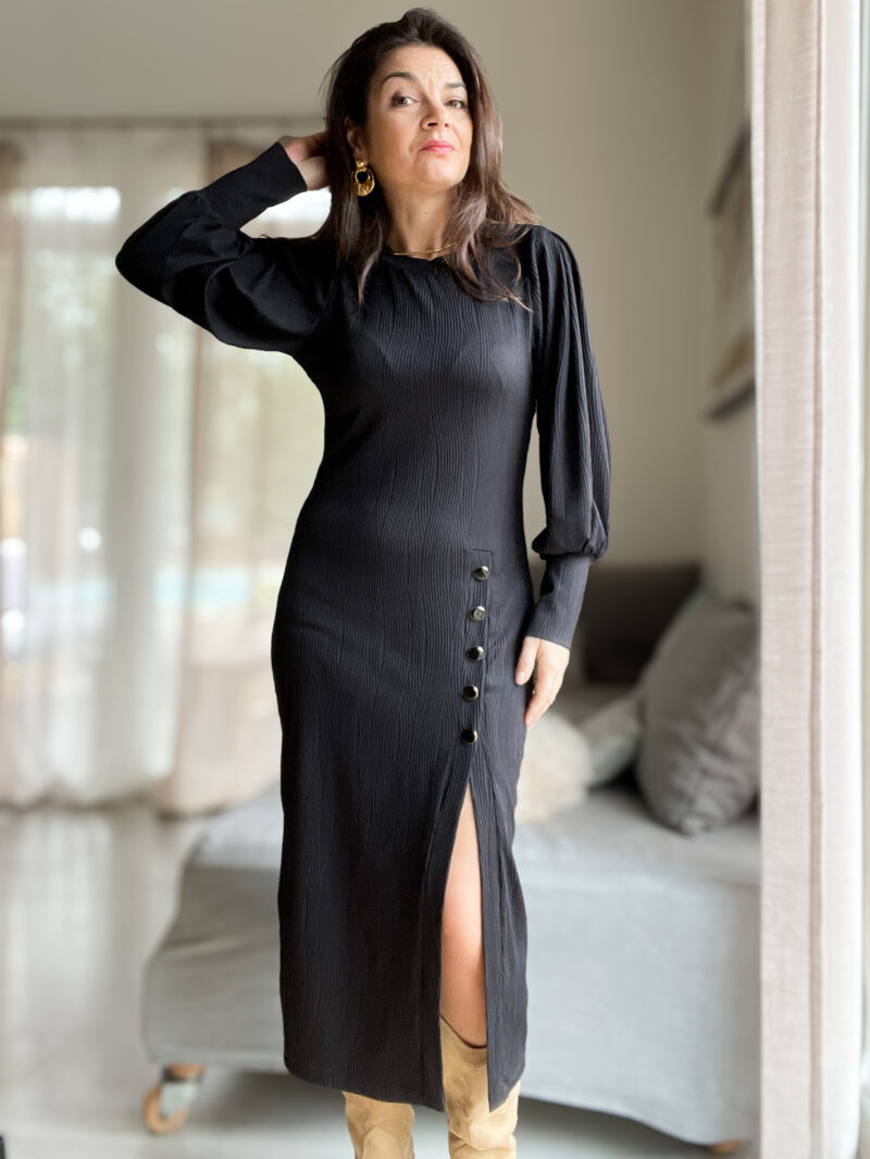 Patron couture Robe maya noire jersey texturé
