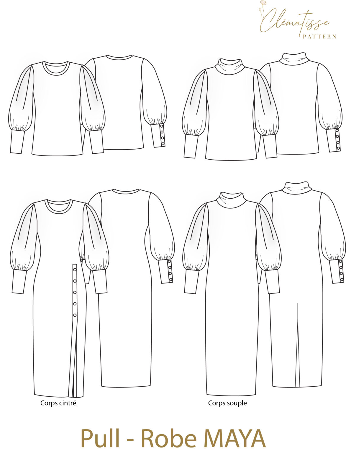 Pull Robe Drawing Patron pull-robe Maya – clematisse pattern