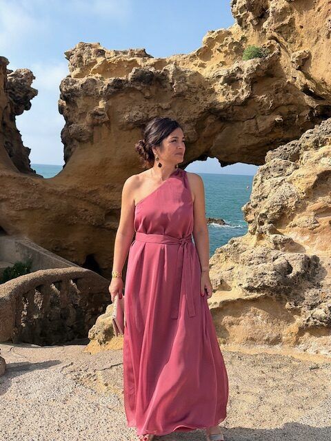 Patron robe Charline rose Mousseline
